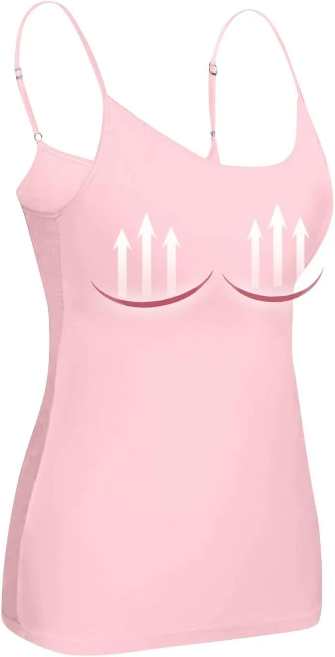 Camisole Tops for Women Built in Bra Spaghetti Strap Workout Yoga Shirts Basic Padded Tank Tops 2025 Summer Clothes