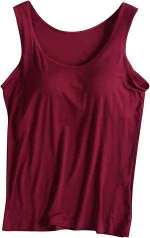 Camisole Tops for Women Plus Size Comfy Tank Tops Sleeveless Running Sports Tanks with Built in Bra Yoga Clothes