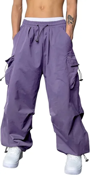 Cargo Pants for Men Baggy Parachute Pants Men Streetwear Y2K Joggers Drawstring Sweatpants Mens Lightweight Trousers