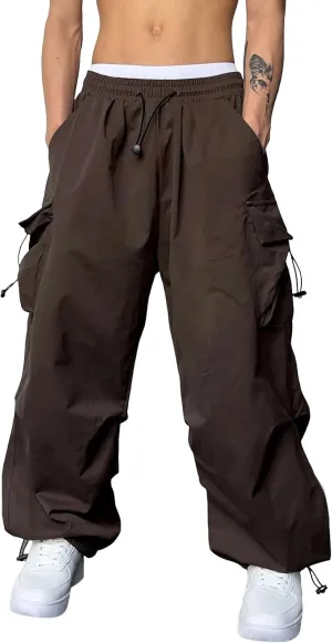 Cargo Pants for Men Baggy Parachute Pants Men Streetwear Y2K Joggers Drawstring Sweatpants Mens Lightweight Trousers