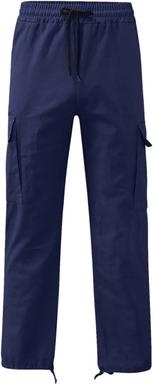 Cargo Pants for Men Lightweight Casual Relaxed Fit Trousers Drawstring Waist Pants Overalls Athletic Joggers