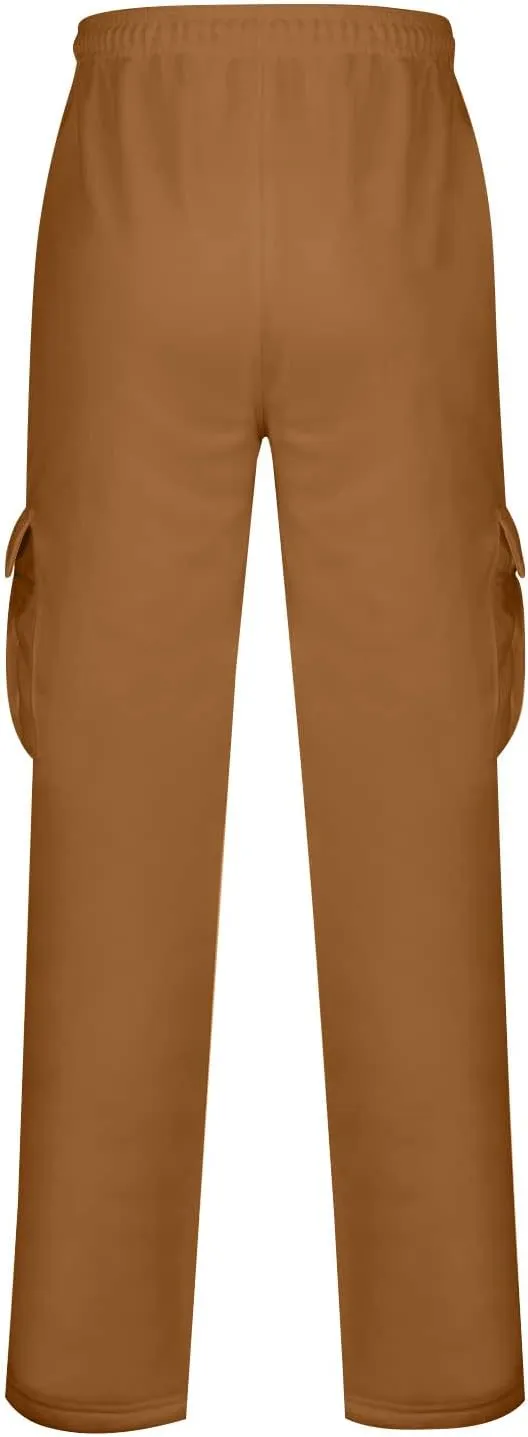 Cargo Sweatpants for Men Open Bottom Lightweight Hiking Pants Workout Casual Baggy Drawstring Joggers with Pockets