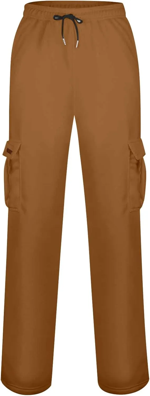 Cargo Sweatpants for Men Open Bottom Lightweight Hiking Pants Workout Casual Baggy Drawstring Joggers with Pockets