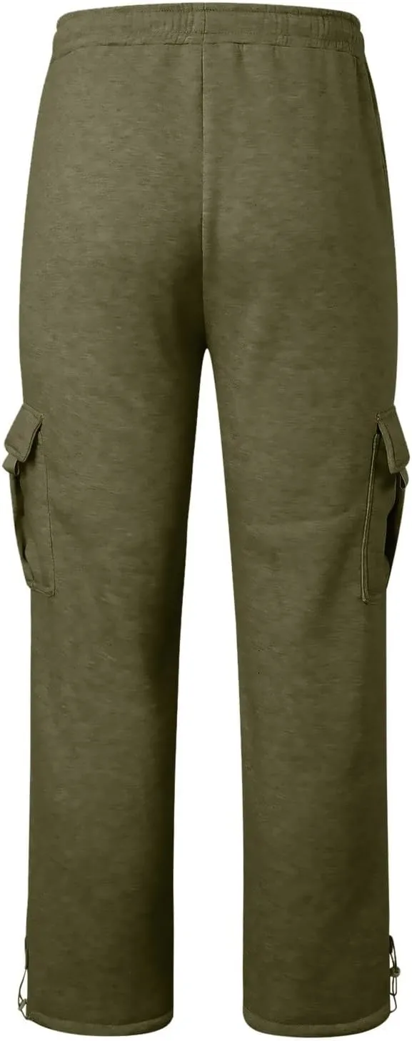 Cargo Sweatpants for Men Relaxed Fit Casual Solid Joggers Stretch Baggy Lightweight Classic Overalls with Pockets