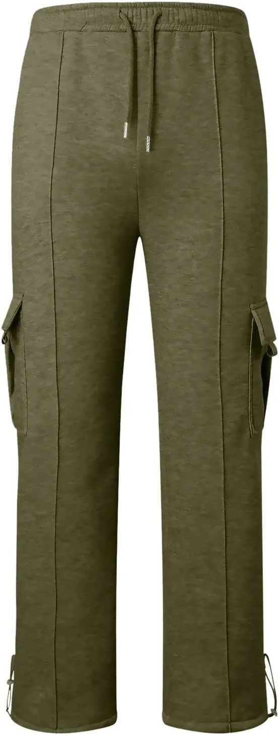 Cargo Sweatpants for Men Relaxed Fit Casual Solid Joggers Stretch Baggy Lightweight Classic Overalls with Pockets