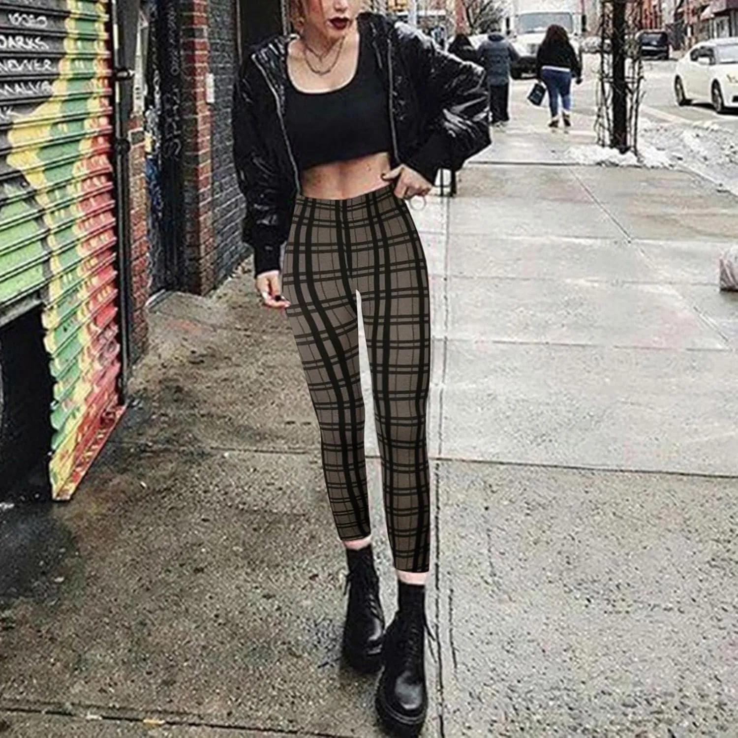 Casual Leggings for Women High Waist Printed Tummy Control Butt Lifting Pants Funny Elastic Waist Slimming Compression