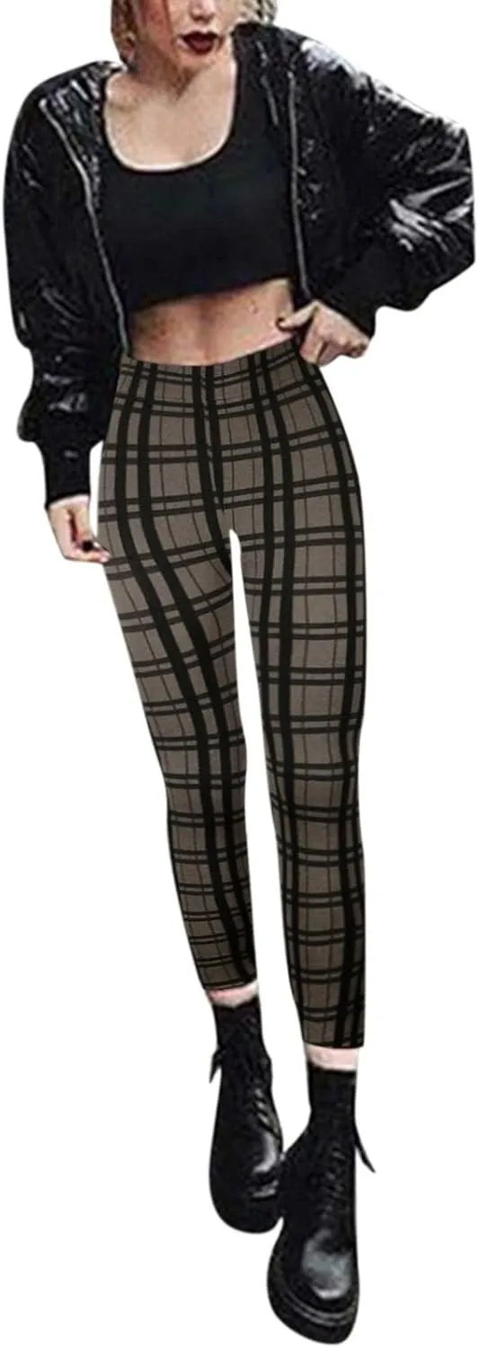 Casual Leggings for Women High Waist Printed Tummy Control Butt Lifting Pants Funny Elastic Waist Slimming Compression