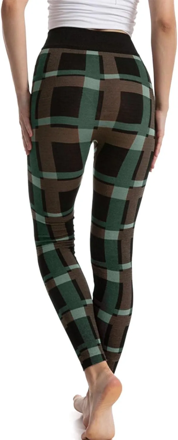 Casual Leggings for Women High Waist Printed Tummy Control Butt Lifting Pants Tights Fitness Compression Elastic Waist