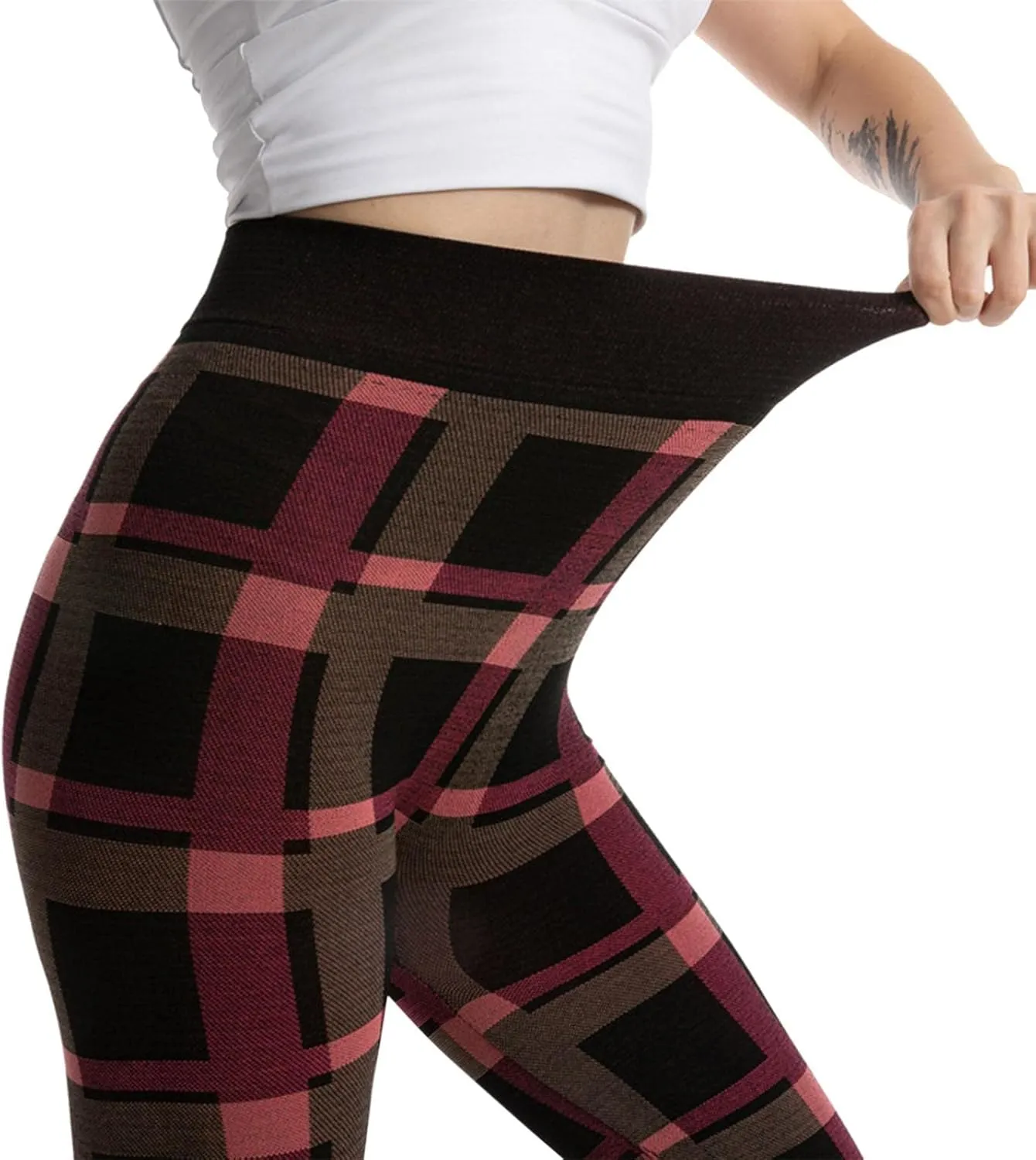 Casual Leggings for Women High Waist Printed Tummy Control Butt Lifting Pants Tights Fitness Compression Elastic Waist