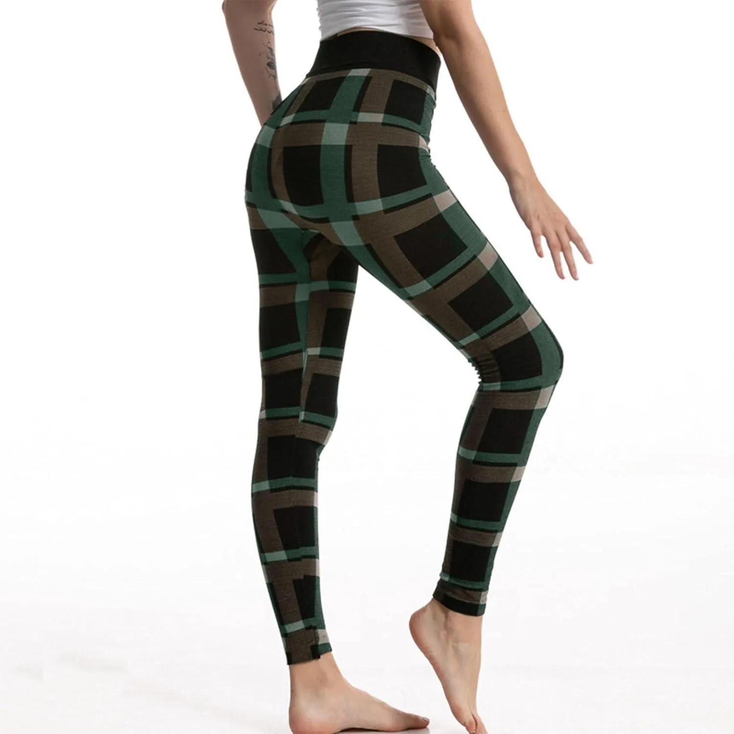 Casual Leggings for Women High Waist Printed Tummy Control Butt Lifting Pants Tights Fitness Compression Elastic Waist