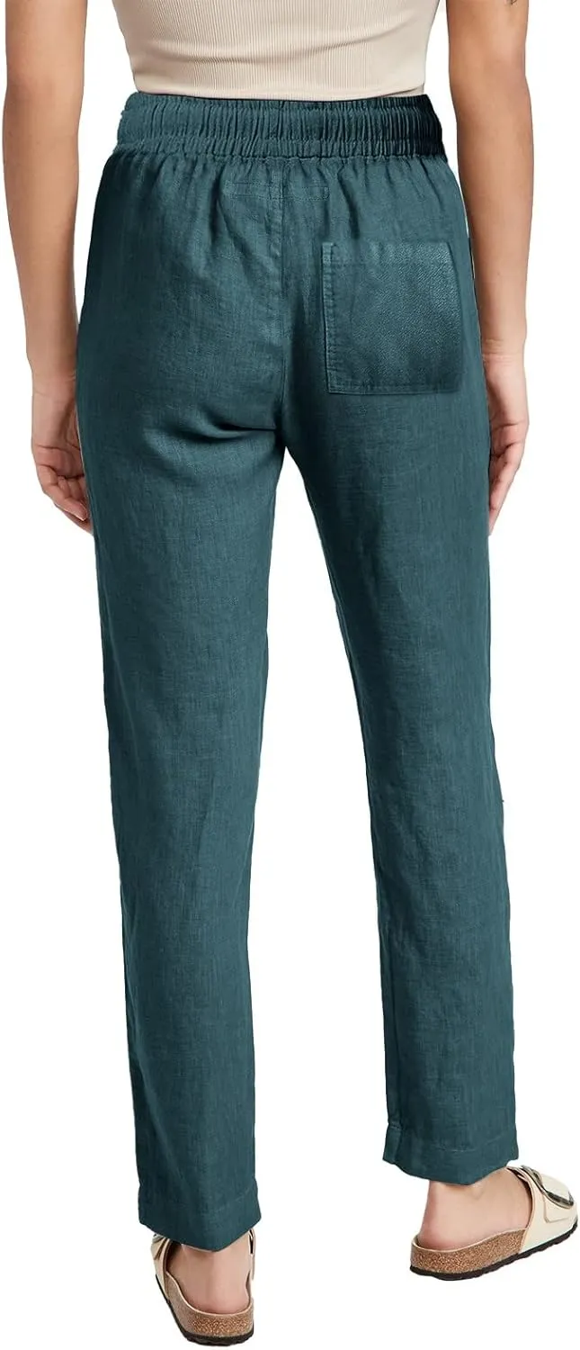 Casual Linen Pants for Women Lightweight Summer Relaxed Fit Elastic Waist Pant Plus Size Solid Lounge Long Trousers