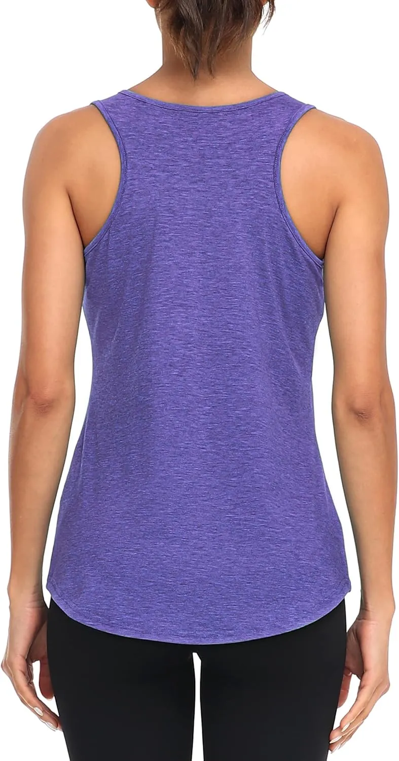 Cestyle Womens Yoga Workout Tank Tops with Built in Shelf Bras Summer Loose Fit Racerback Tank Top