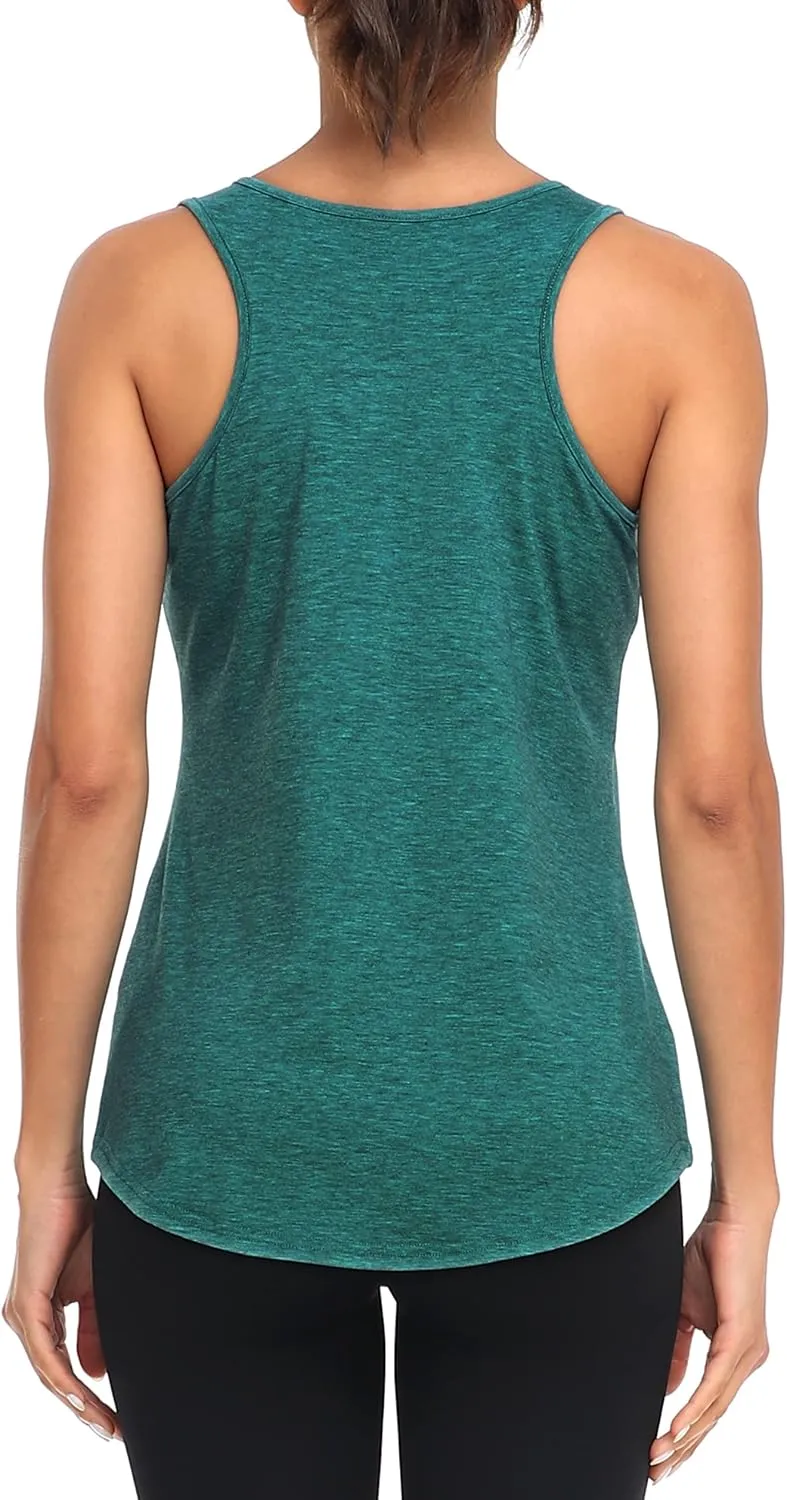 Cestyle Womens Yoga Workout Tank Tops with Built in Shelf Bras Summer Loose Fit Racerback Tank Top