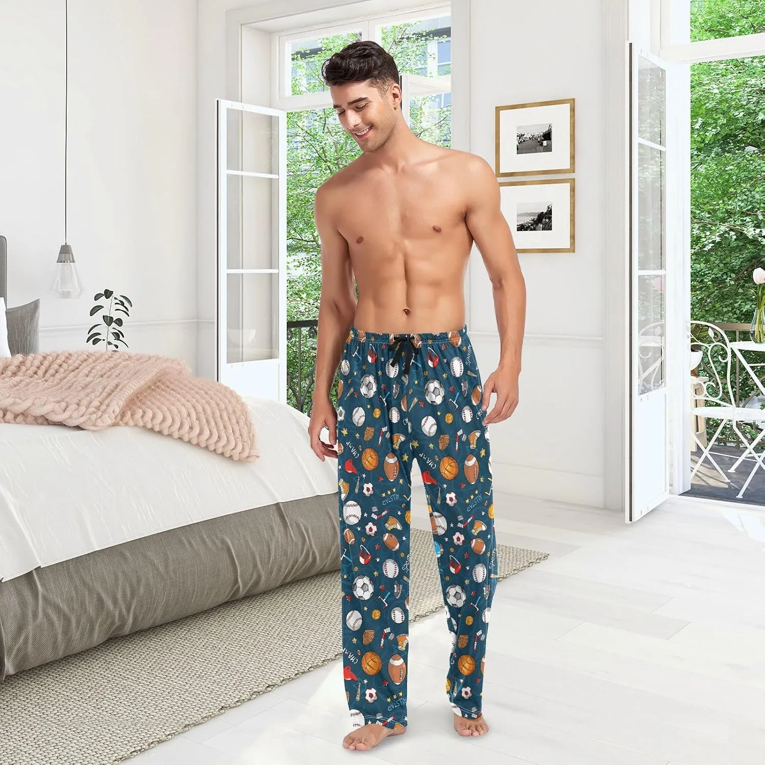Christmas Winter Men's Pajama Pants Ho Ho Ho Santa Claus Laugh Super Soft Lounge Pajama Bottoms with Pockets