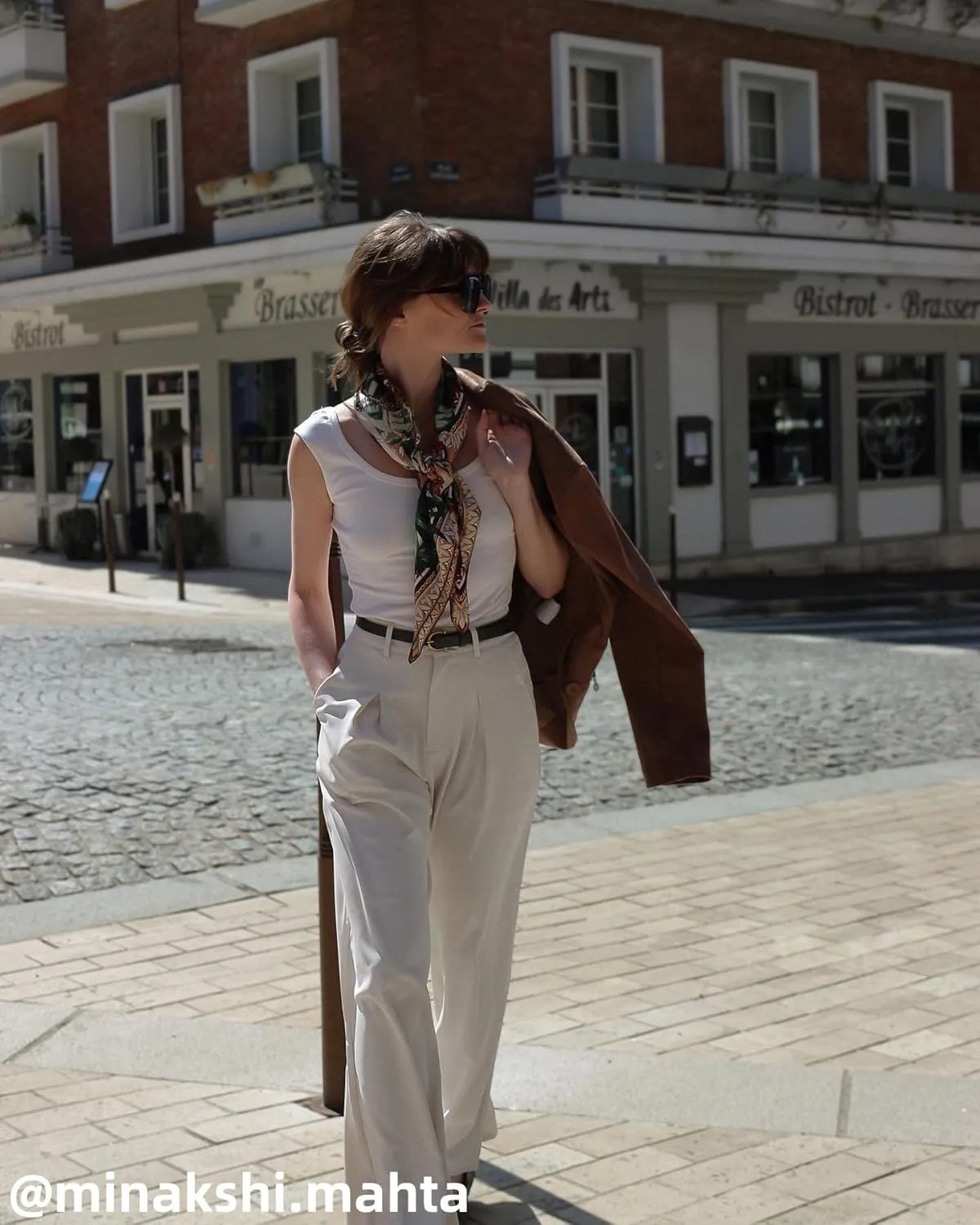 CIDER Solid Linen Blend Belted Wide Leg Pants