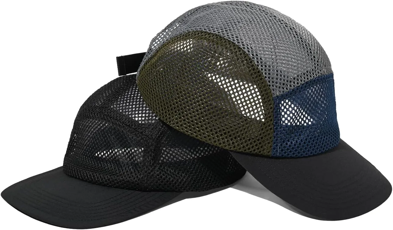Clakllie 5 Panels Baseball Cap Quick Dry Trucker Hat Cooling Running Hat Flat Bill Cap for Outdoor Breathable Sports Cap