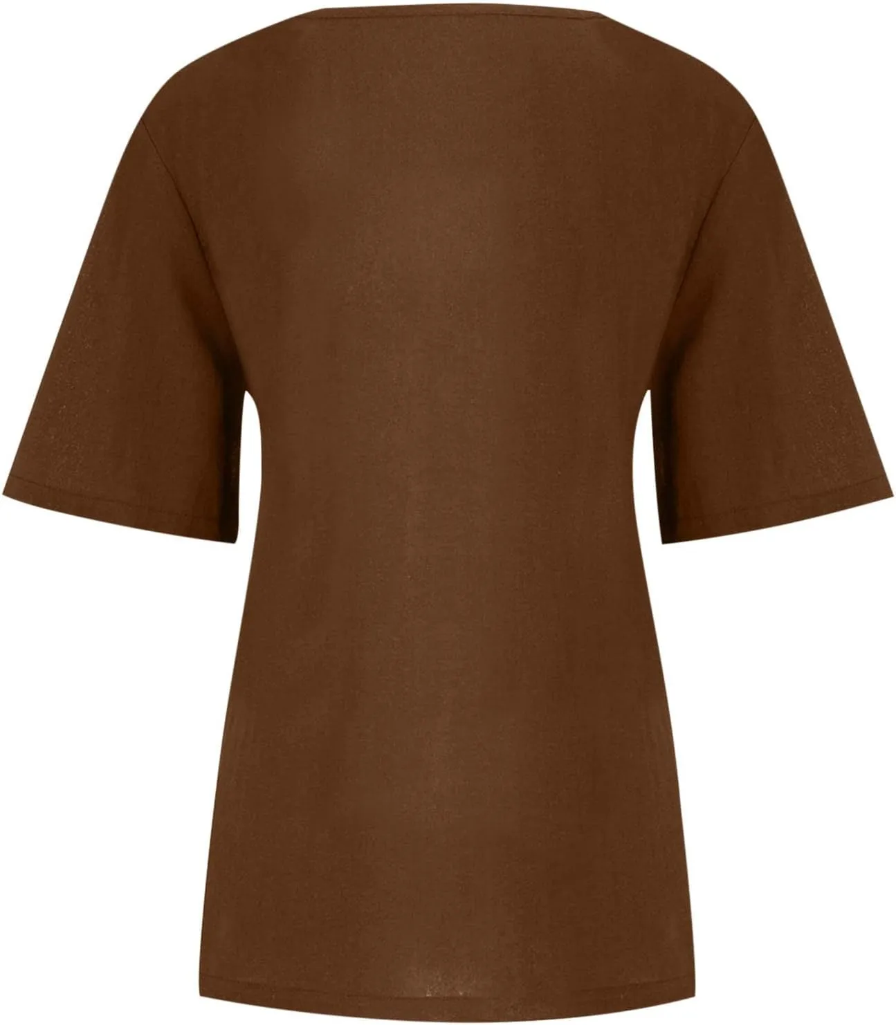 Cotton Linen Blouses for Women Short Sleeve Round Neck Retro Boho Tshirts Solid Colr Lightweight Casual Summer Tops