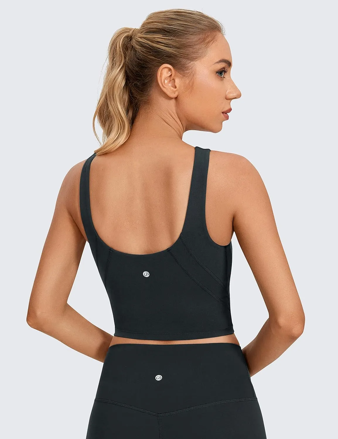 CRZ YOGA Womens U Back Sports Bras Padded High Neck Crop Workout Tank Tops