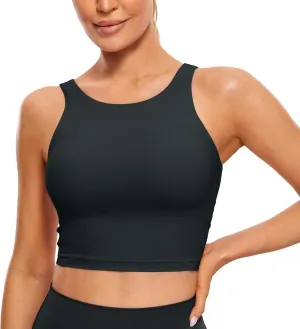 CRZ YOGA Womens U Back Sports Bras Padded High Neck Crop Workout Tank Tops
