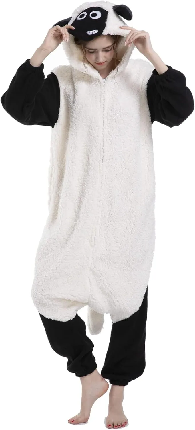 DarkCom Kids Animal Onesie,Women and Mens Cosplay Blacknose Sheep Onesie Halloween Costume Christmas Pajamas Sleepwear