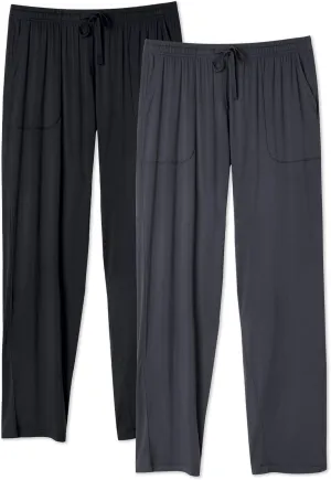 DAVID ARCHY Mens Pajama Pants Bamboo Rayon Lightweight Sleep Bottoms, Breathable Lounge Pants with Pockets Comfy PJs, 2 Pack