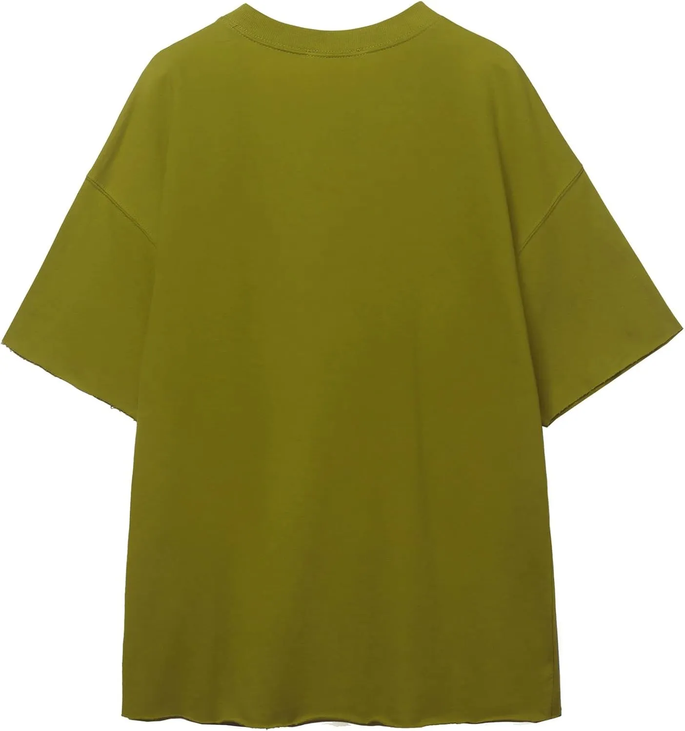 DAY VILLAGE Women's French Terry Drop Shoulder Raw Edge Oversized Short Sleeve T-shirt Top