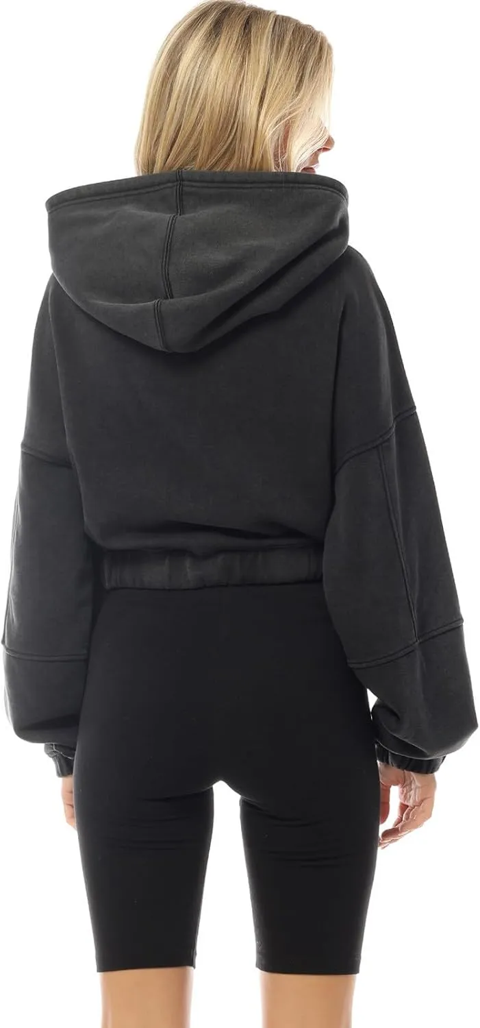 Design by Olivia Women's Zip Up Hoodies Cropped Sweatshirts Fleece Jackets Fall Outfits Casual Hooded Tops Winter Clothes