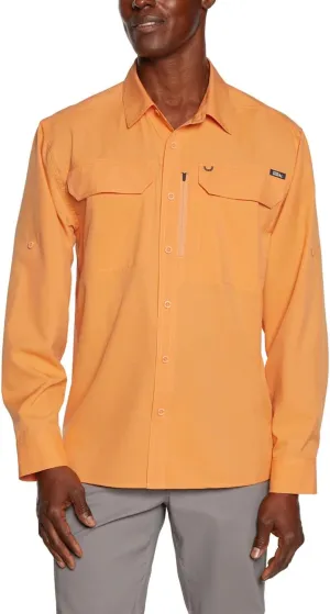 Eddie Bauer Men's Long Sleeve Woven Tech Shirt, UPF 50 Collared Button-Up Shirt, Hiking Fishing & Outdoor Work Shirts for Men