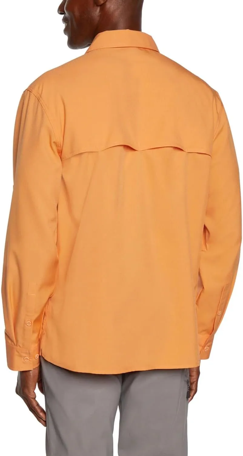 Eddie Bauer Men's Long Sleeve Woven Tech Shirt, UPF 50 Collared Button-Up Shirt, Hiking Fishing & Outdoor Work Shirts for Men