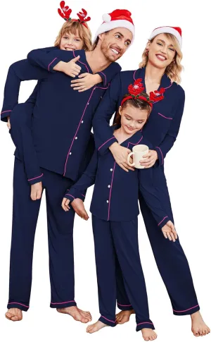 Ekouaer Christmas Family Matching Pajamas Long Sleeve Button Down Pj Set Festival Party Sleepwear