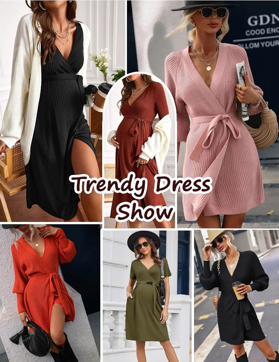 Ekouaer Women Short Sleeve Maternity Nursing Dress Casual V Neck Breastfeeding Loungewear Ribbed Knit Pregnancy Dresses S-XXL