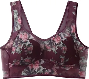 ElleBloom - Ice Silk Lace Cooling Comfort Bra, Seamless Wireless Push up Bras for Older Women, Every Bras