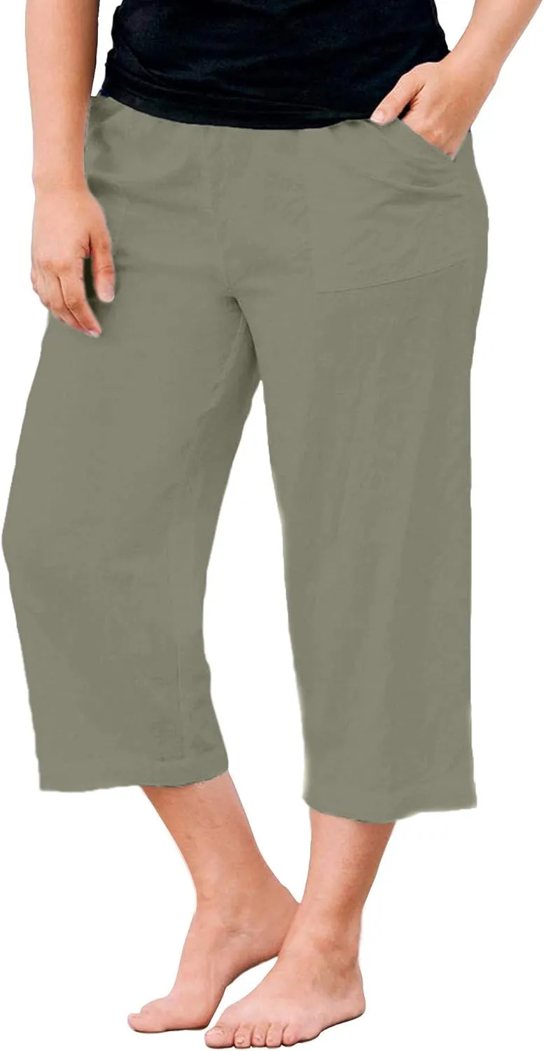 ellos Plus Size Linen-Blend Drawstring Capris