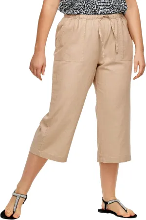 ellos Plus Size Linen-Blend Drawstring Capris
