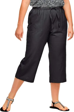 ellos Plus Size Linen-Blend Drawstring Capris