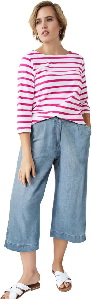ellos Women's Plus Size Lightweight Wide-Leg Crop Jeans