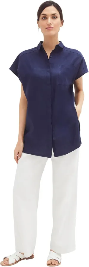 ellos Women's Plus Size Linen-Blend Drawstring Pants