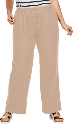 ellos Women's Plus Size Linen-Blend Drawstring Pants