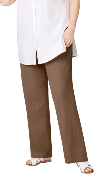 ellos Women's Plus Size Linen-Blend Drawstring Pants
