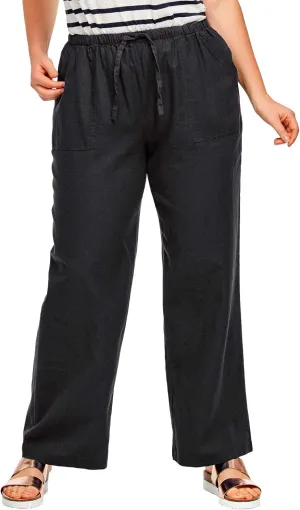 ellos Women's Plus Size Linen-Blend Drawstring Pants