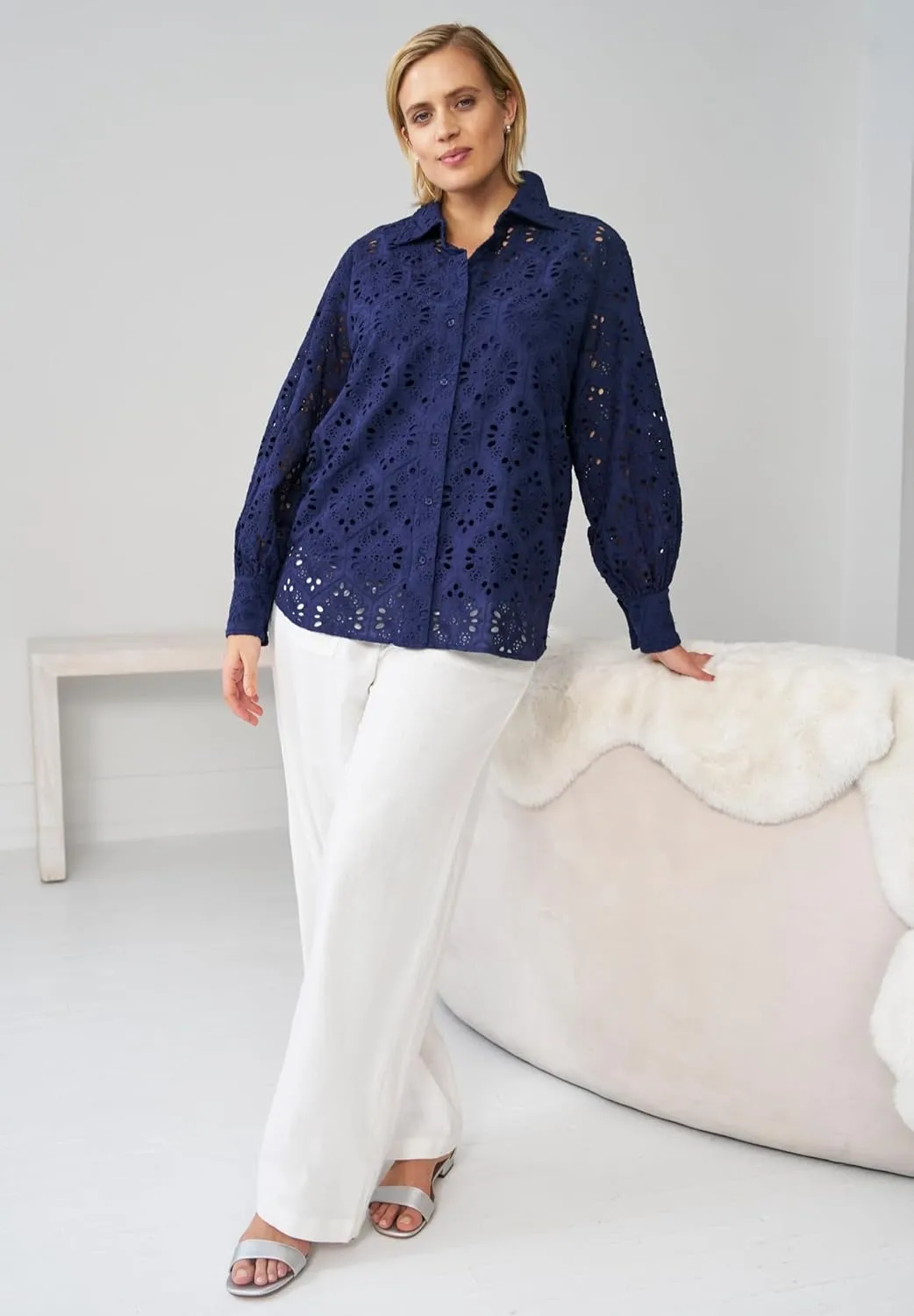 ellos Women's Plus Size Linen-Blend Drawstring Pants