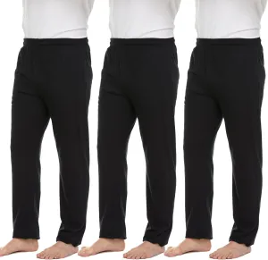 Essential Elements Men's 100% Cotton Jersey Active Lounge Sleep Pajama Pants for Men - 3 Pack