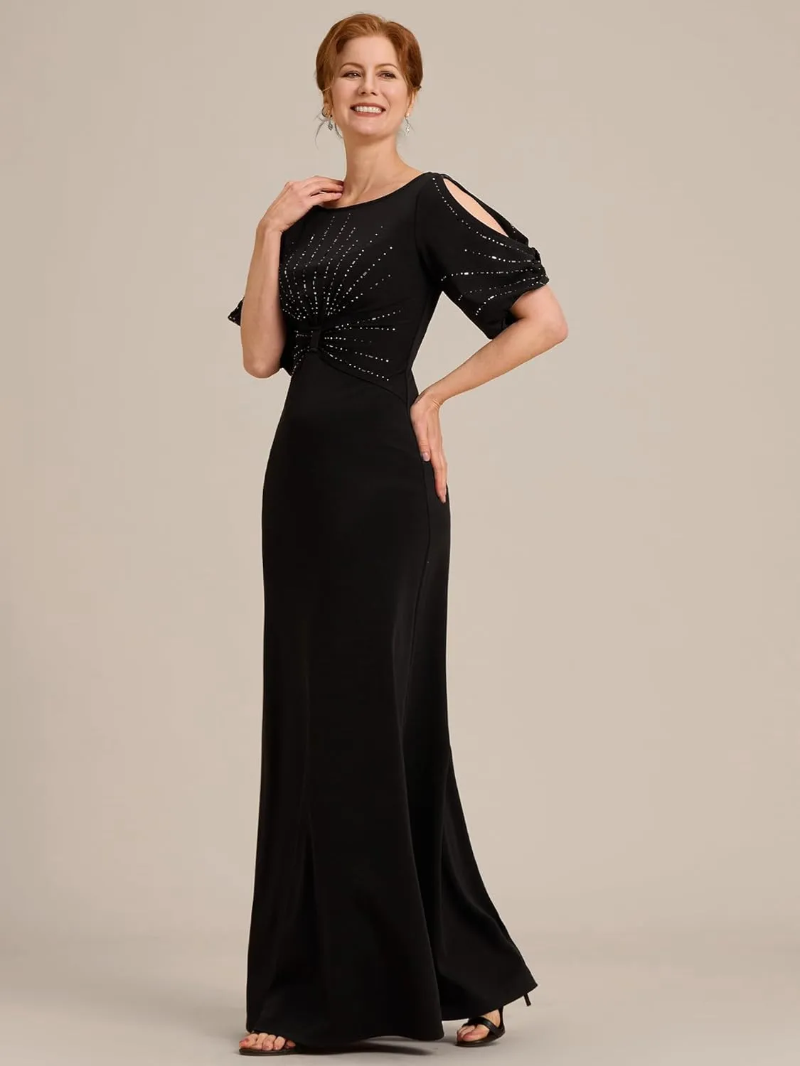 Ever-Pretty Women's Round Neck Hollow Out Sleeves Mermaid Beaded Formal Dresses 0544-USA