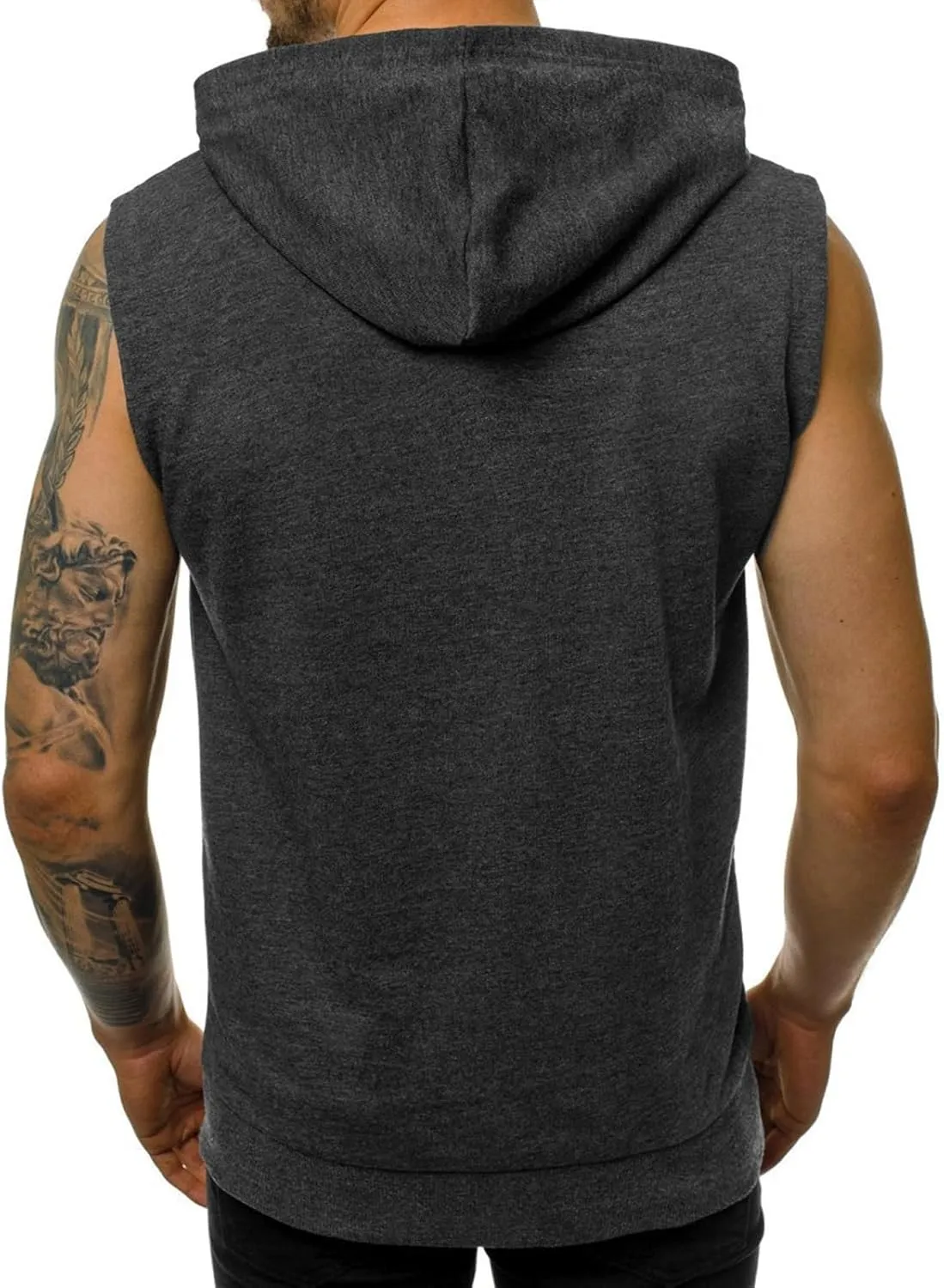 evzosrz Mens Workout Hoodies Full Zip Hooded Tank Tops Fashion Sleeveless Bodybuilding Fitness Muscle Tees Shirt with Pocket