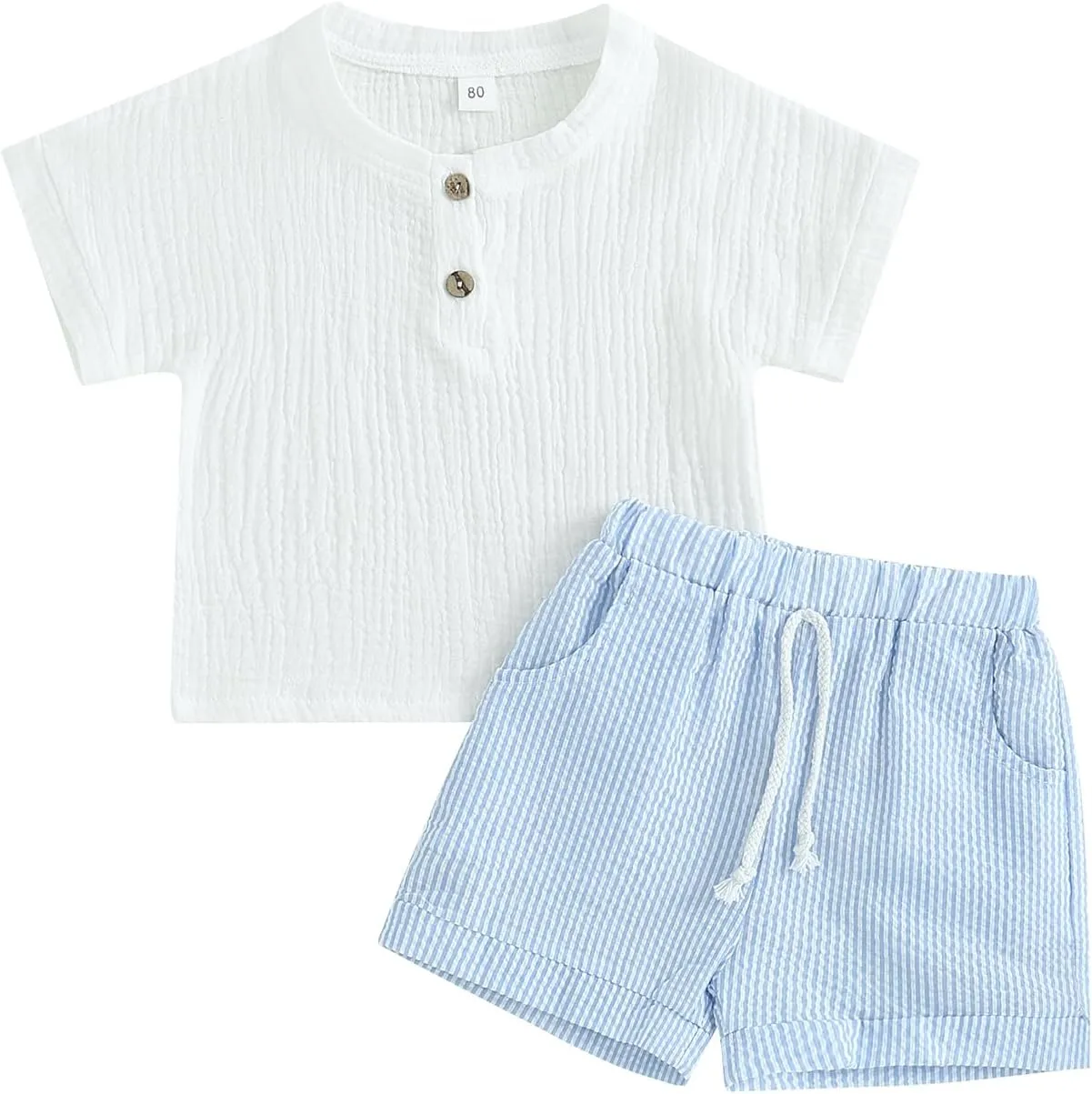 fhutpw Baby Boys 2Pcs Summer Outfits Short Sleeve T-Shirt Tops Elastic Waistband Shorts Set Toddler Clothes
