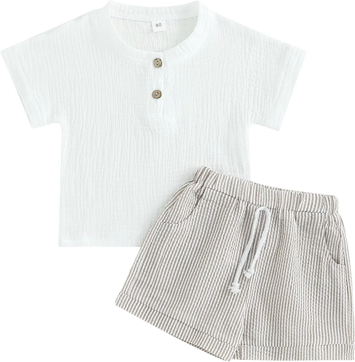 fhutpw Baby Boys 2Pcs Summer Outfits Short Sleeve T-Shirt Tops Elastic Waistband Shorts Set Toddler Clothes