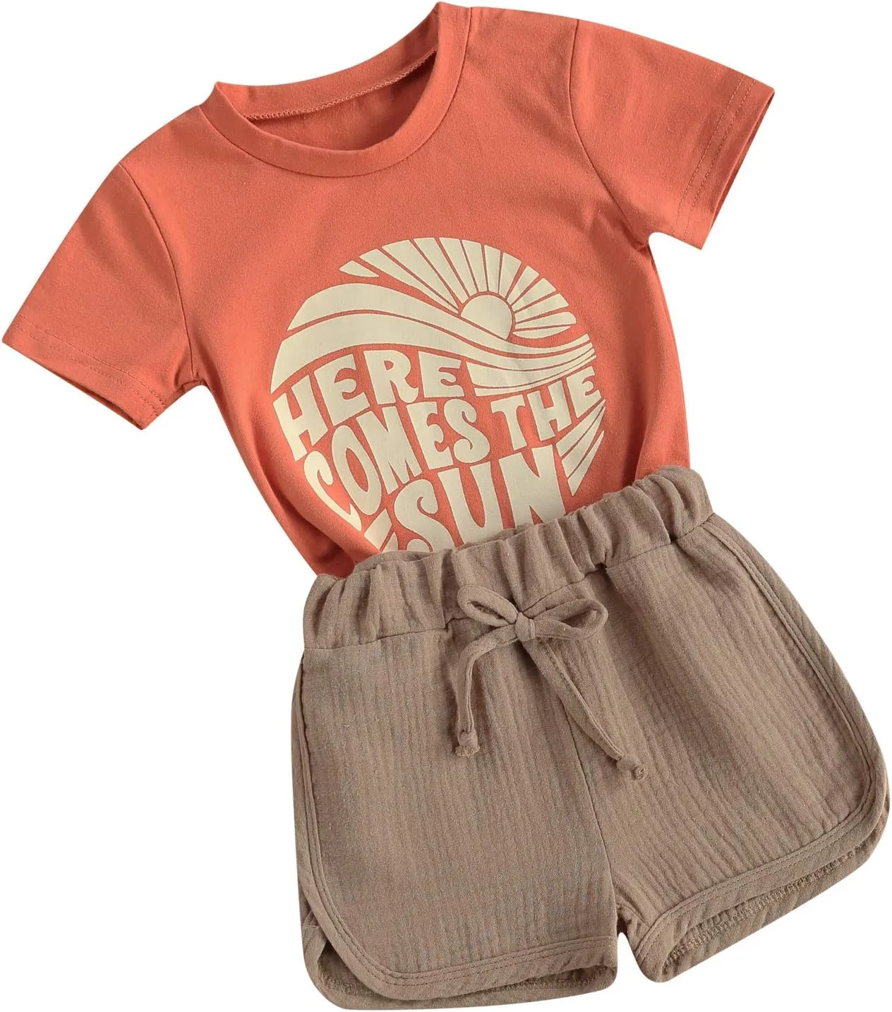 fhutpw Baby Boys 2Pcs Summer Outfits Short Sleeve T-Shirt Tops Elastic Waistband Shorts Set Toddler Clothes