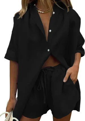 Fixmatti Women 2 Piece Outfit Summer Short Sleeve Top and Shorts Sweatsuit Set