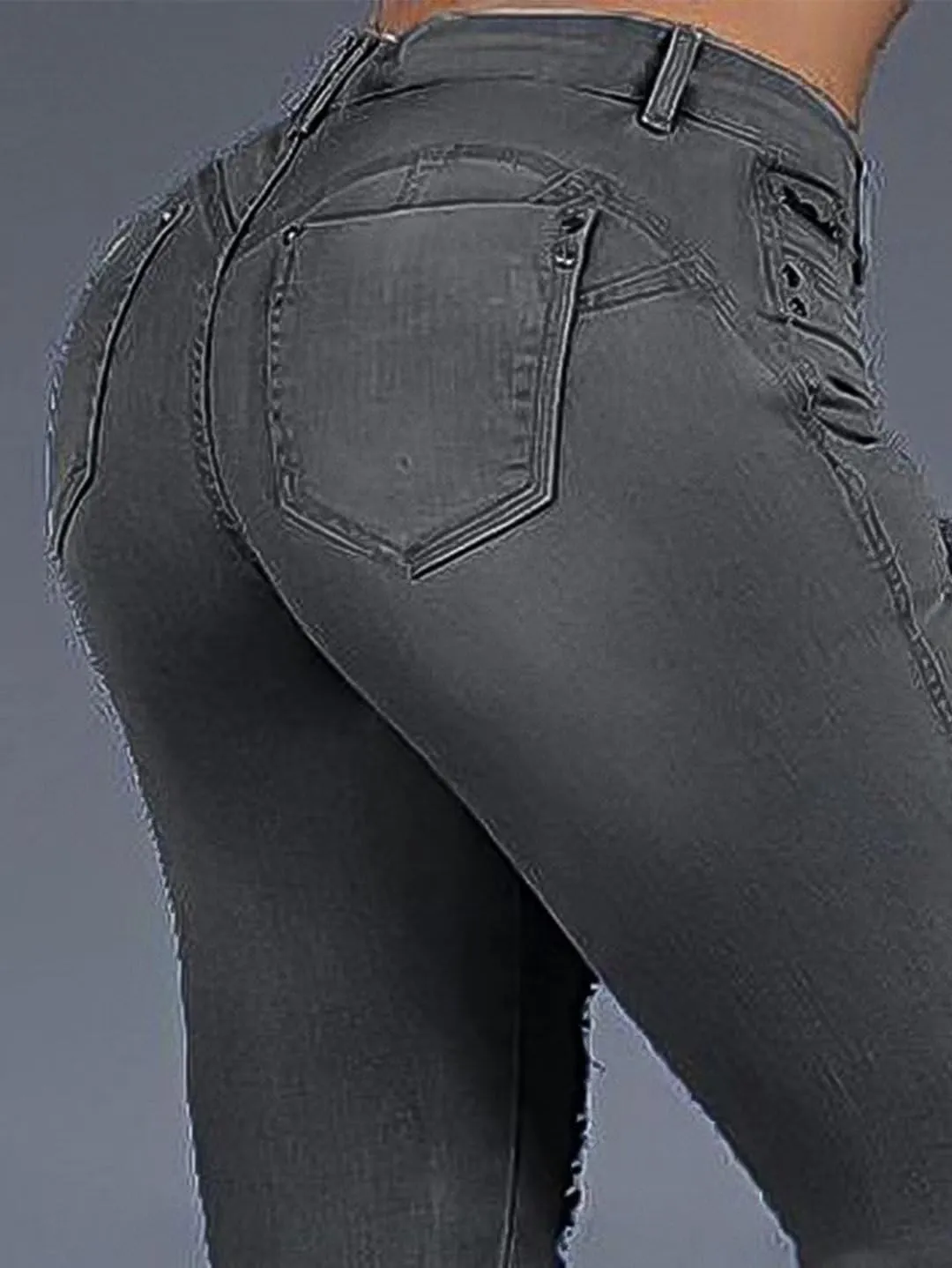 Flamingals Mid Rise Skinny Jeans for Women Trendy Stretchy Ripped Butt Lifting Jeans Distressed Sexy Denim Jeggings