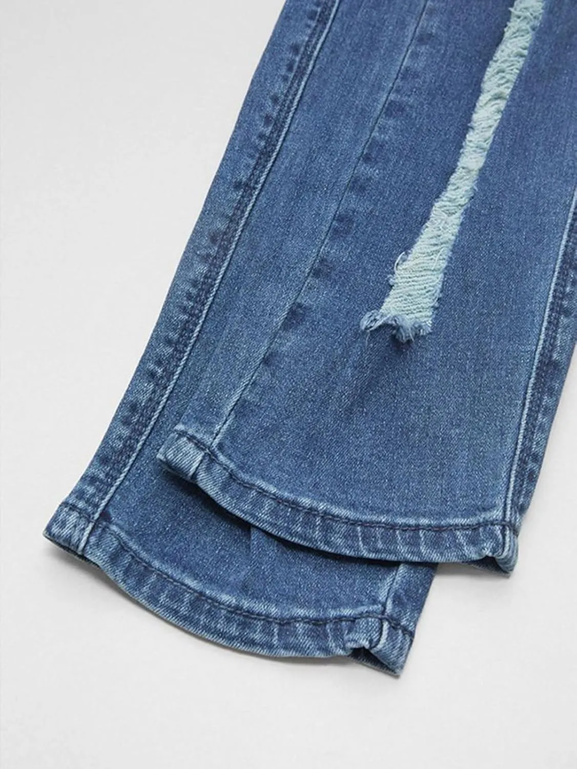 Flamingals Mid Rise Skinny Jeans for Women Trendy Stretchy Ripped Butt Lifting Jeans Distressed Sexy Denim Jeggings